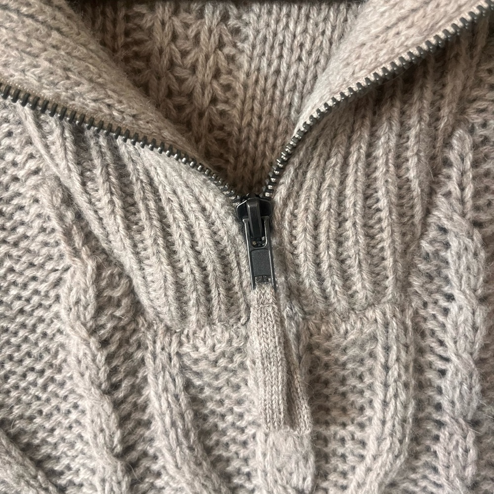 Skull Cashmere Taupe Cable Knit Turtleneck Sweater - Picture 8 of 10